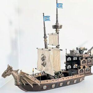 VINTAGE MEGA BLOKS DRAGONS MAN O WAR NORVAGEN DESTROYER SHIP 9895 INCOMPLETE